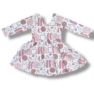 NWT! Monica and Andy Breakfast Print Long Sleeve Let's Dance Twirl Dress Size 3T